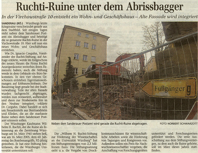 Ruchti-Ruine unter dem Abrissbagger